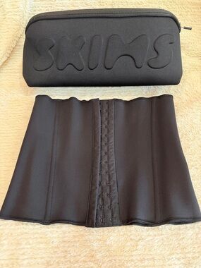SKIMS Black Waist Trainer with Embossed Pouch